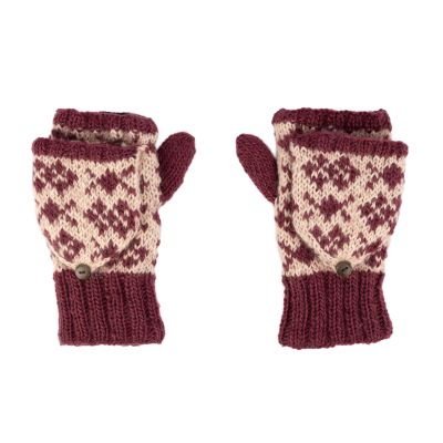 Handschuhe aus Wolle in Beerenfarben-Rosa
