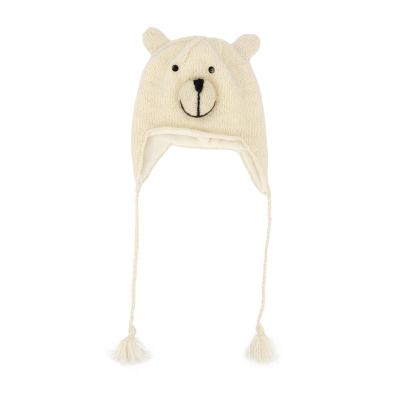 Eisbär-Kindermütze aus Wolle in Weiß