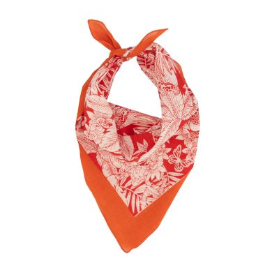Halstuch aus Baumwolle in Orange mit Frosch-Print
