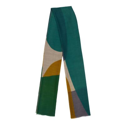 Schal aus Merino-Wolle in Petrol-Blau