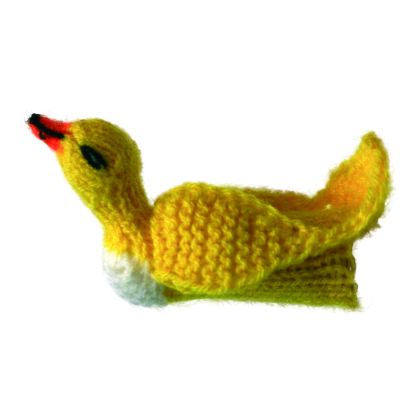Knitted finger puppet "Yellow Duck"