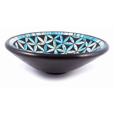 Clay bowl with glass mosaic "Flower of Life"